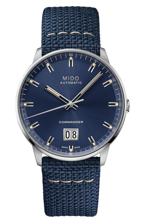 Commander Automatic Fabric Strap Watch, 40mm