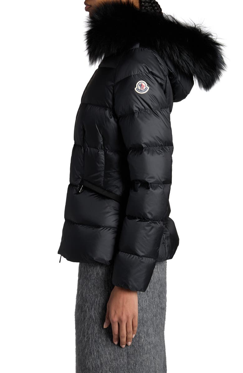Moncler Boed Down Puffer Jacket with Genuine Shearling Trim, Alternate, color, Black