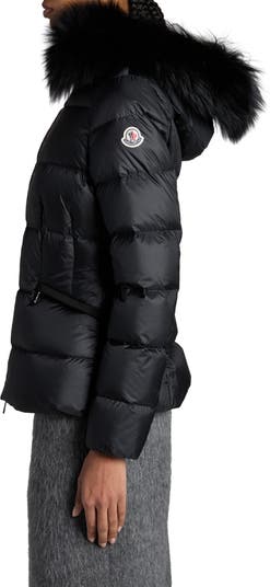 Boed Down Puffer Jacket with Genuine Shearling Trim