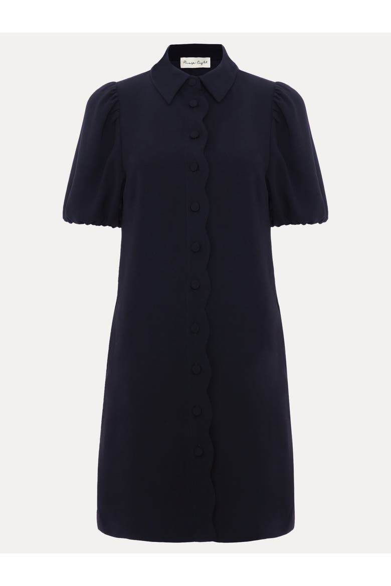 Candice Scallop Detail Shirt Dress, Alternate, color, Navy