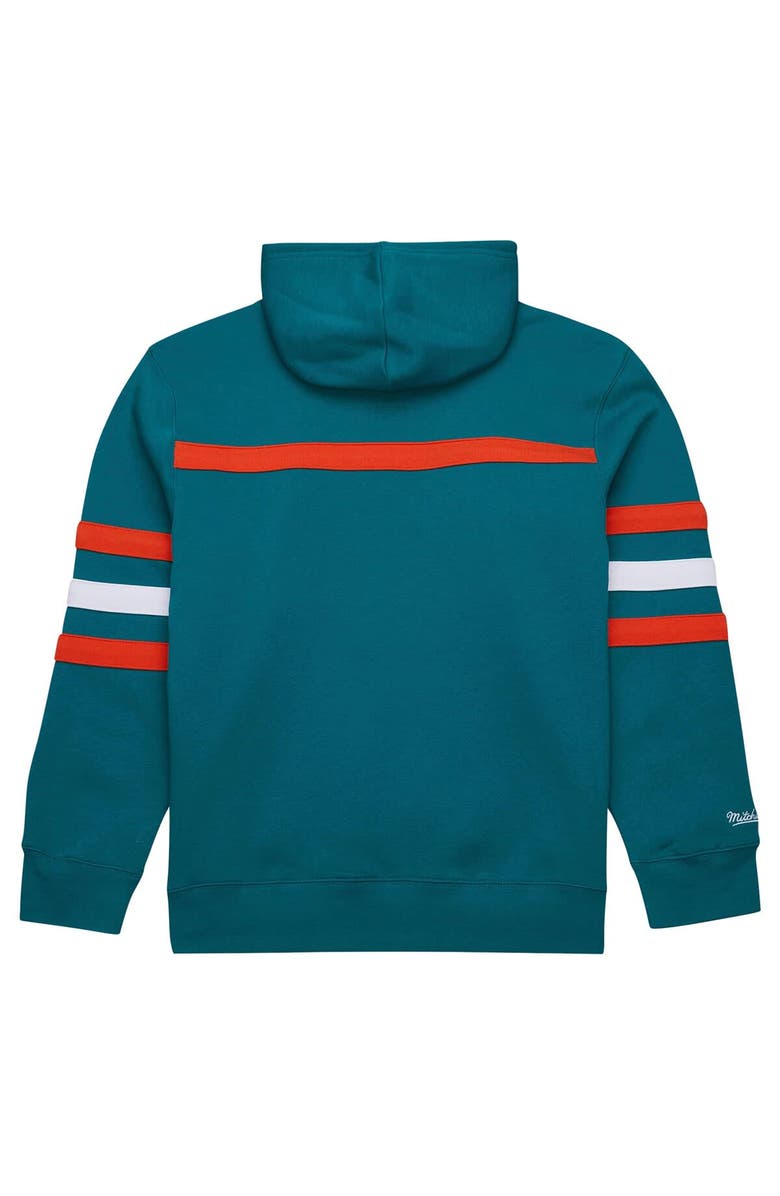 Mitchell & Ness Men's  Aqua Miami Dolphins Vintage Logo Head Coach Fleece Pullover Hoodie, Alternate, color, Aqua