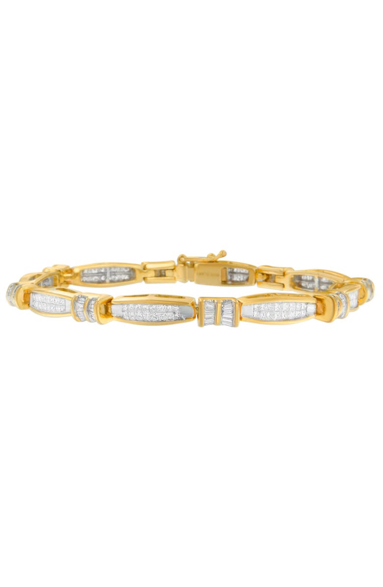 Haus of Brilliance 14K Yellow Gold Princess and Baguette Cut Diamond Beaded Bracelet, Main, color, Yellow