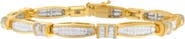 Haus of Brilliance 14K Yellow Gold Princess and Baguette Cut Diamond Beaded Bracelet