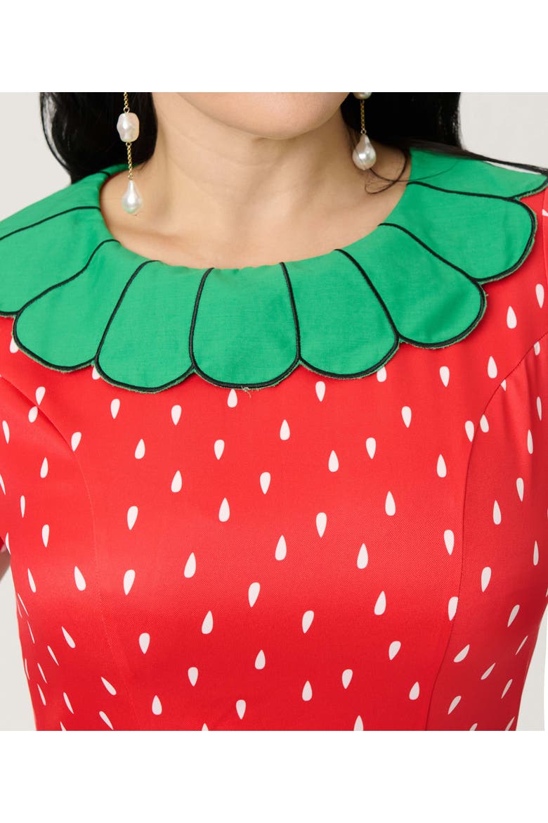 Petal Collar Flare Dress, Alternate, color, Red & Green