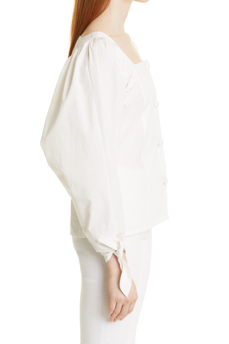 Alma Square Neck Cotton Blouse, Alternate, color, WHITE