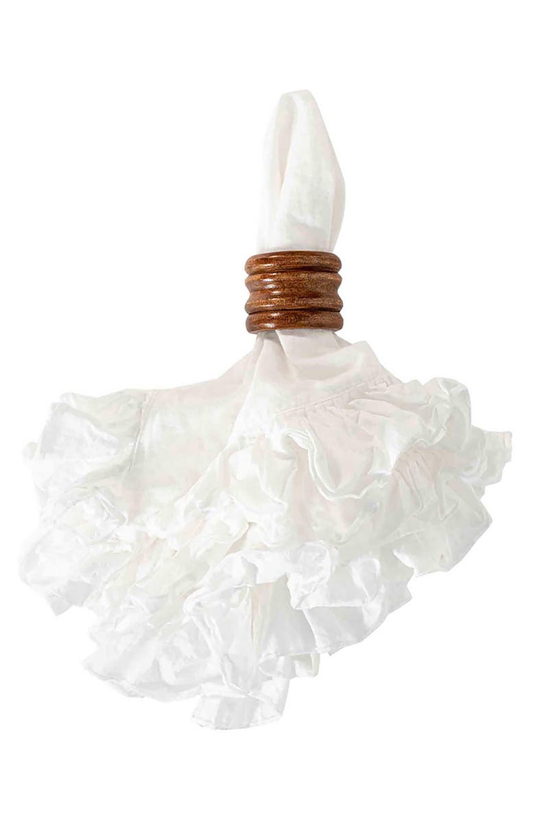 Juliska Bilbao Set of 4 Wood Napkin Rings, Alternate, color, Brown