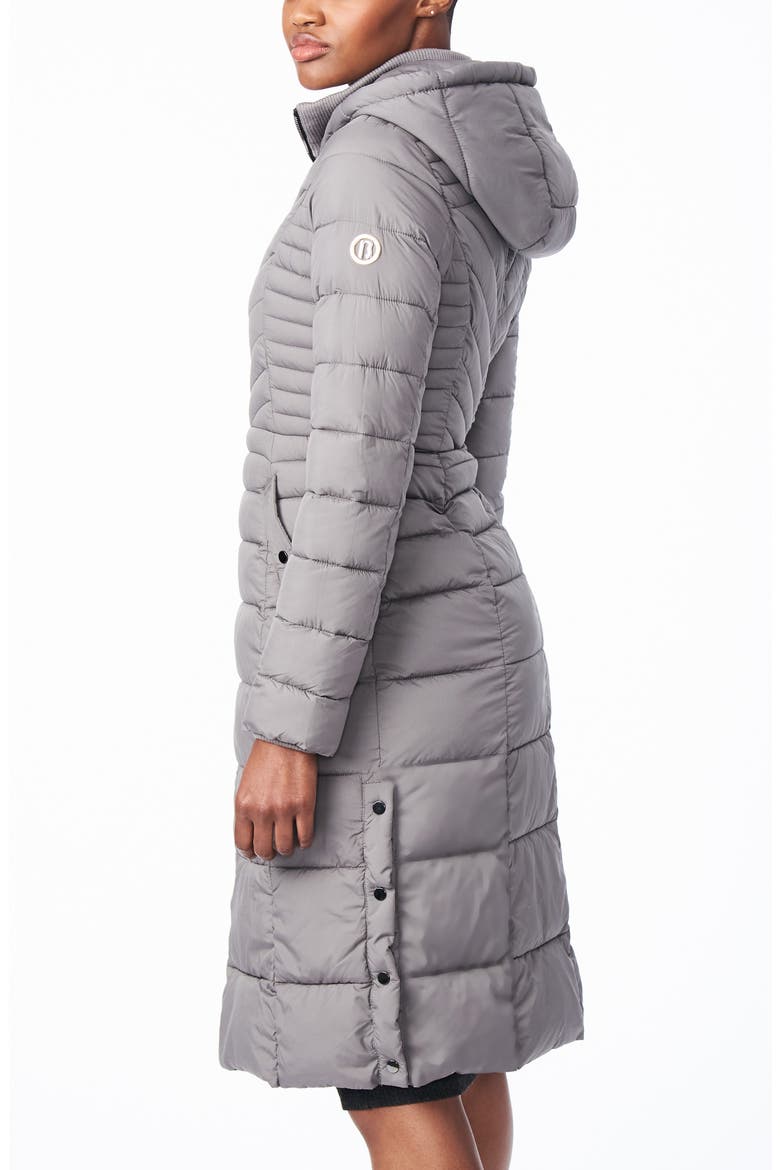 Hooded Long Quilted Coat, Alternate, color, CHARCOAL