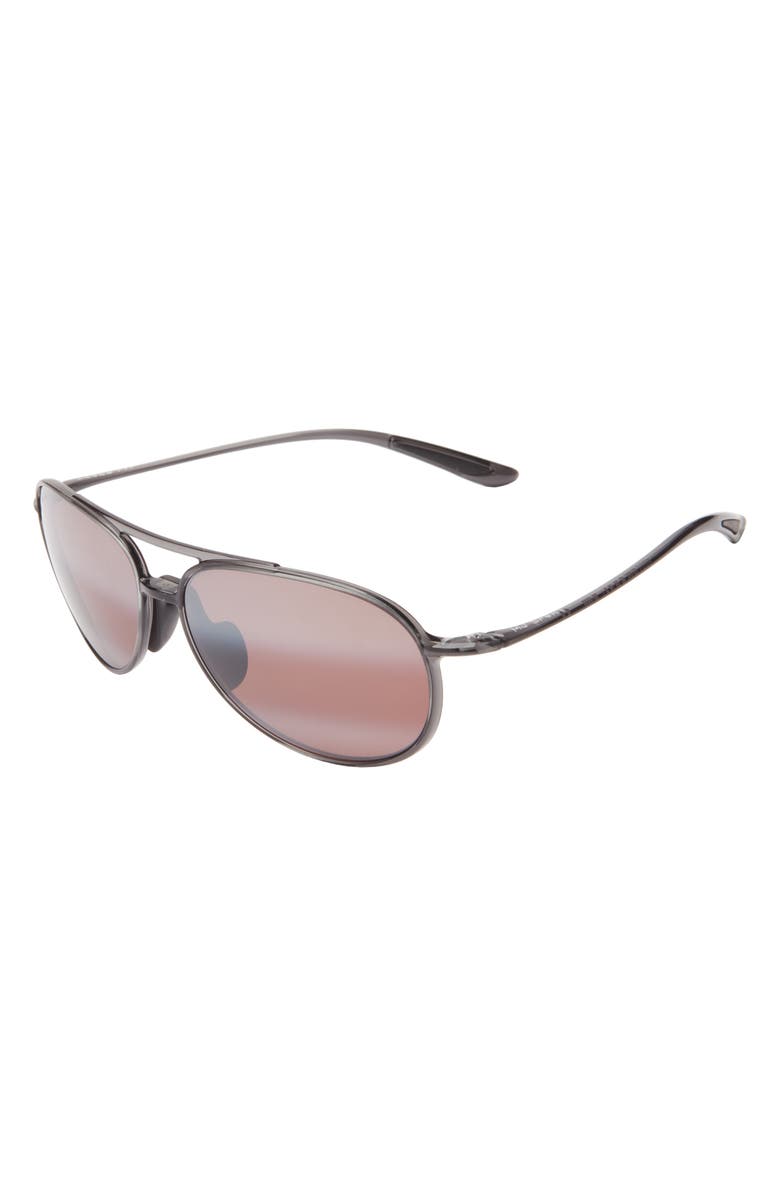 Maui Jim 60mm Polarized Aviator Sunglasses, Alternate, color, Smoke Smoke Rose