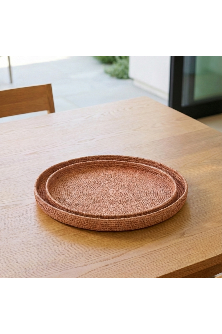 Hydra Woven Seagrass Tray - Set of 2, Alternate, color, Rose
