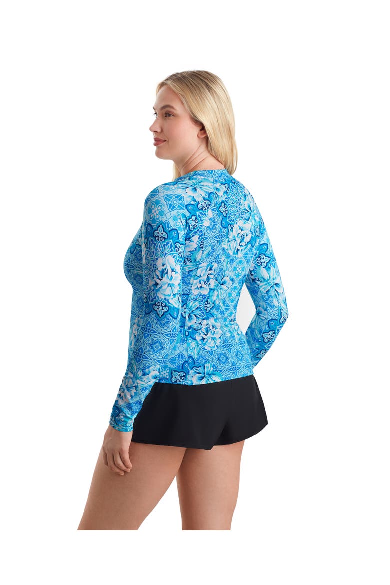 Long Sleeve Full Zip Chlorine Resistant Sunshirt, Alternate, color, Barcelona Blues