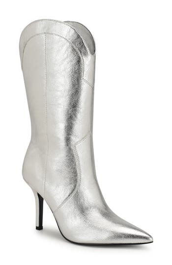 Nine West Grasy Western Boot In Silver