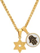 STEELTIME Men's Star of David & Hamsa Pendant Necklace
