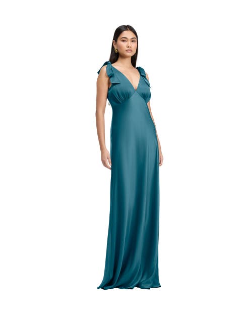 Nora Tie Shoulder Satin Maxi Dress
