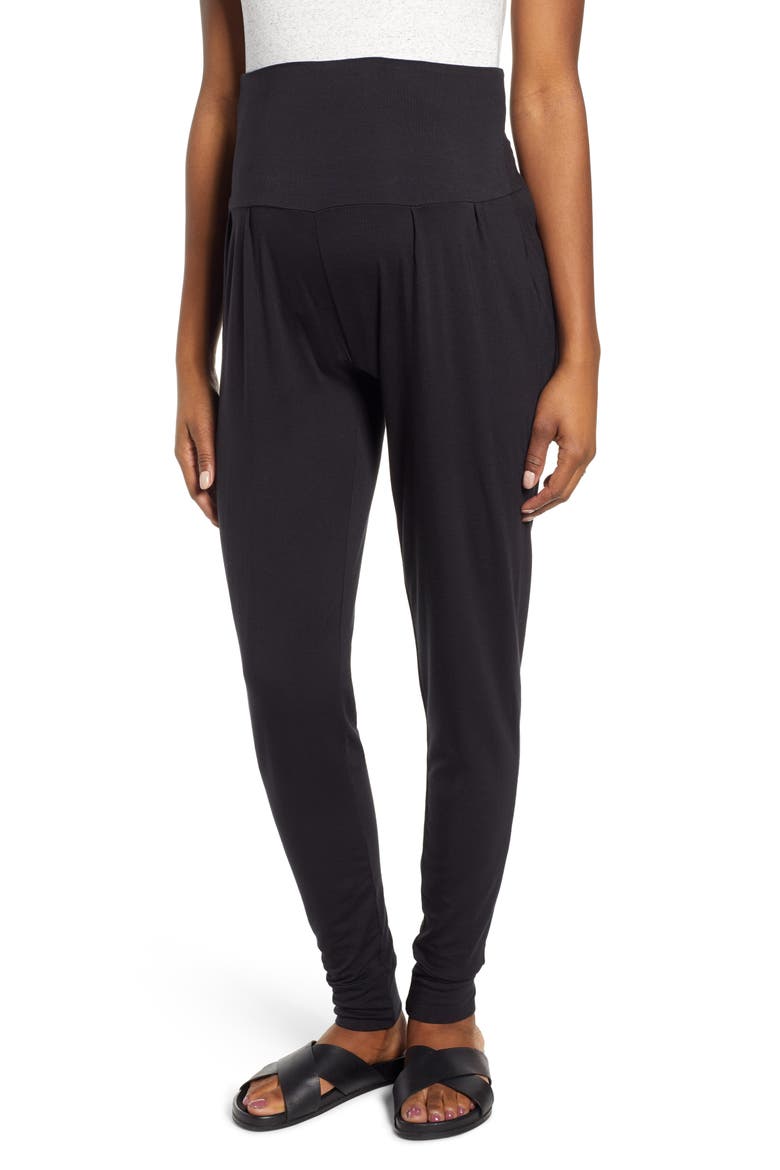 Tapered Maternity Lounge Pants, Main, color, BLACK