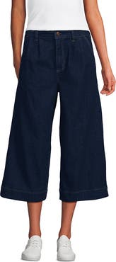 Lands' End Denim Mid Rise Wide Leg Culotte Jeans