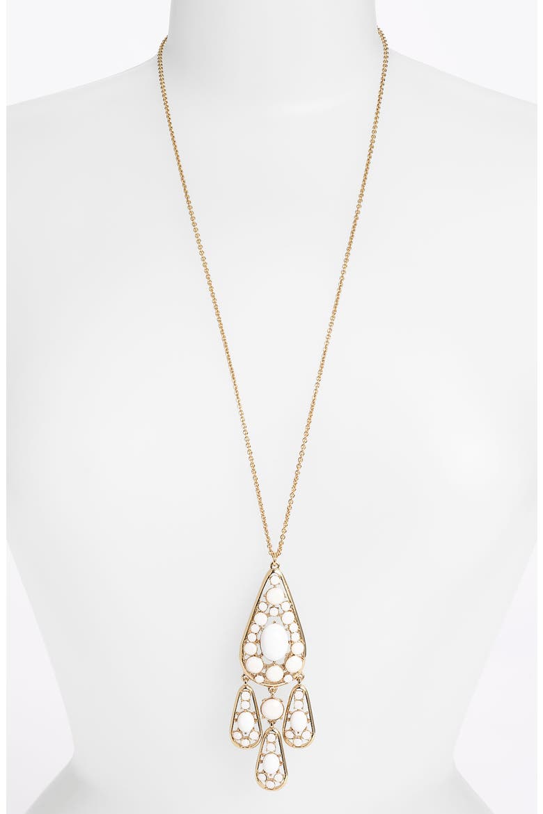 'paisley park' long pendant necklace, Main, color, WHITE/ GOLD