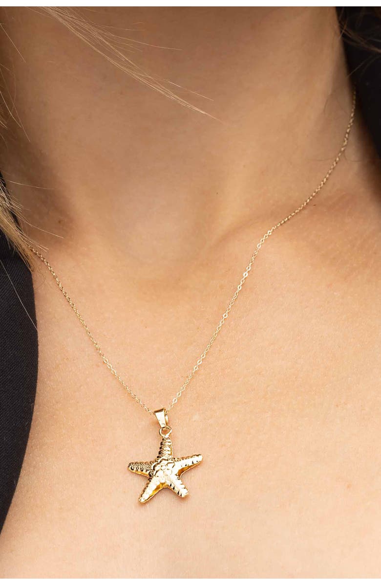Oradina 14K Yellow Gold Queen Starfish Pendant Necklace, Alternate, color, Yellow Gold