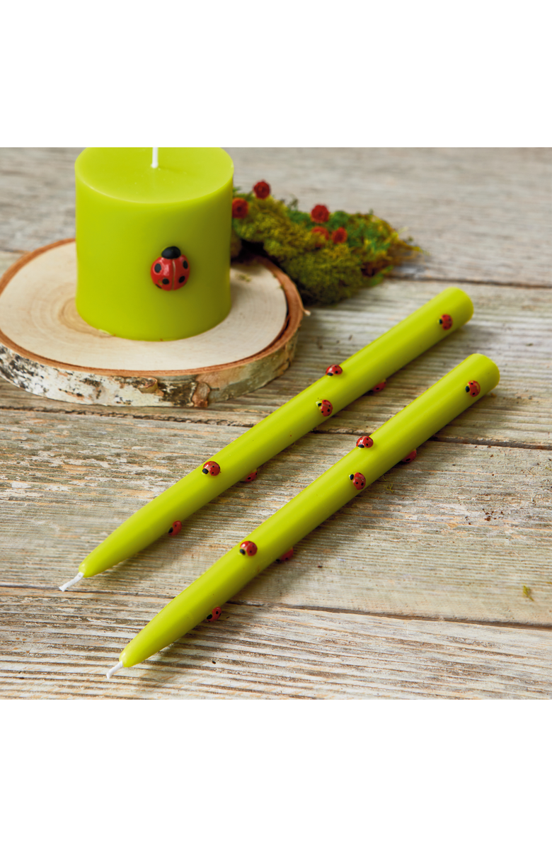 tag Garden Ladybug Hand Painted Taper Candles Set of Six, Alternate, color, Green