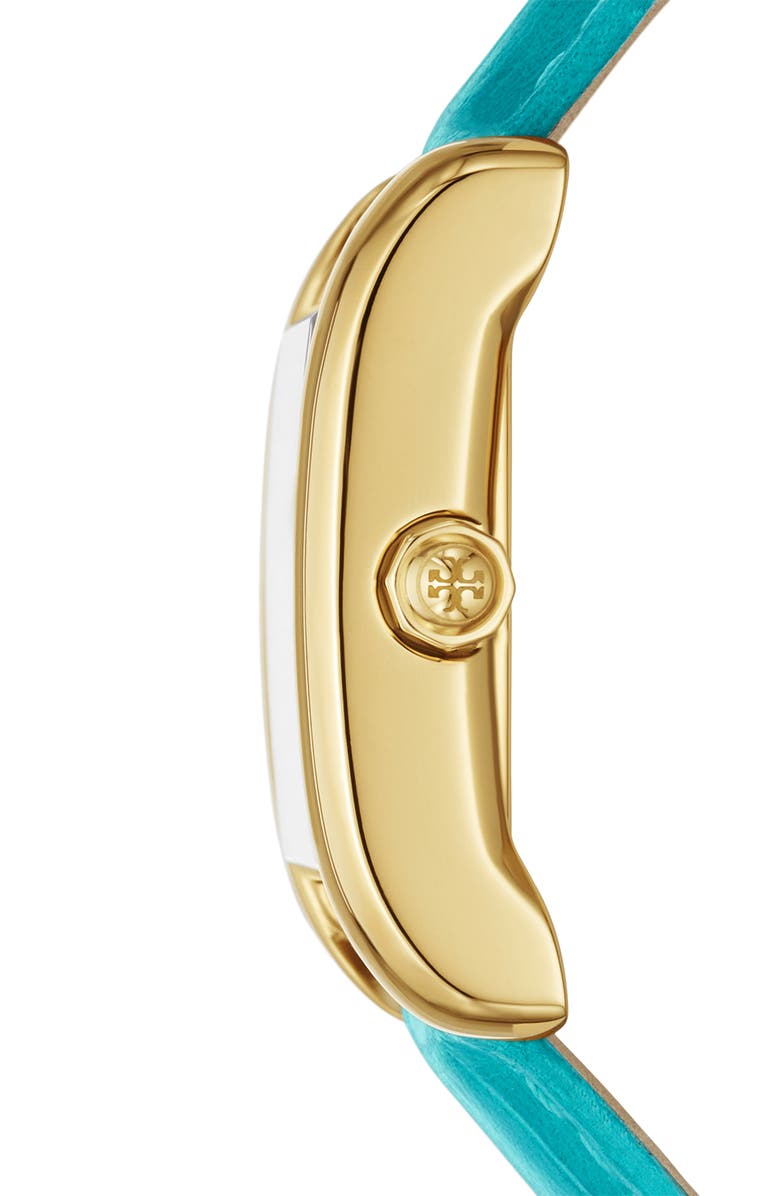 Tory Burch The Eleanor Croc Embossed Leather Strap Watch, 25mm x 34mm, Alternate, color,