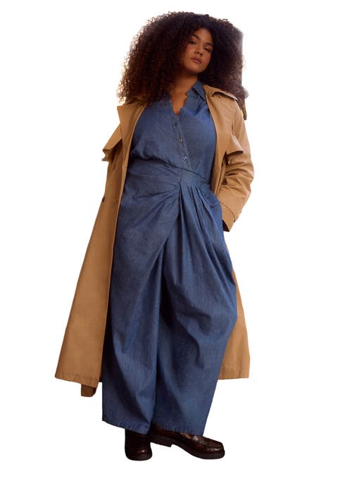 Chambray Pleated Jumpsuit (Plus)