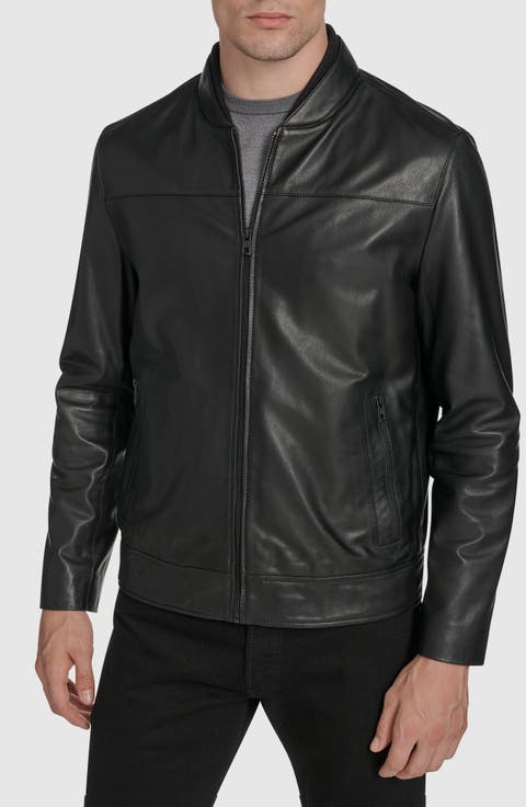 Fine Grain Lambskin Leather Bomber Jacket