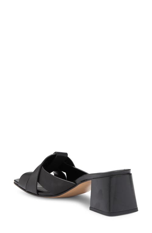 2 Twin Hearts Cross Band Block Heel Sandal In Black