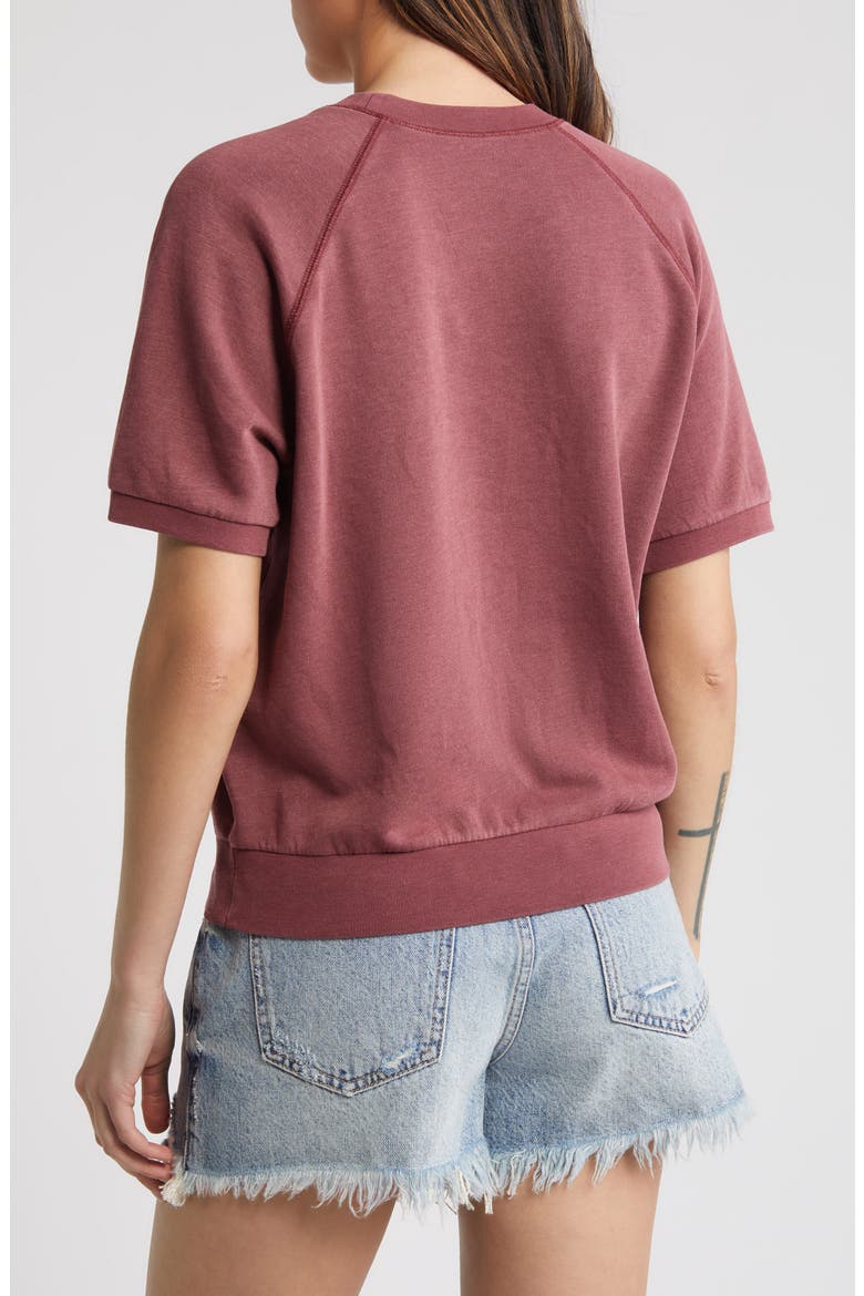 Short Sleeve Cotton Blend Sweatshirt, Alternate, color, BURGUNDY TANNIN