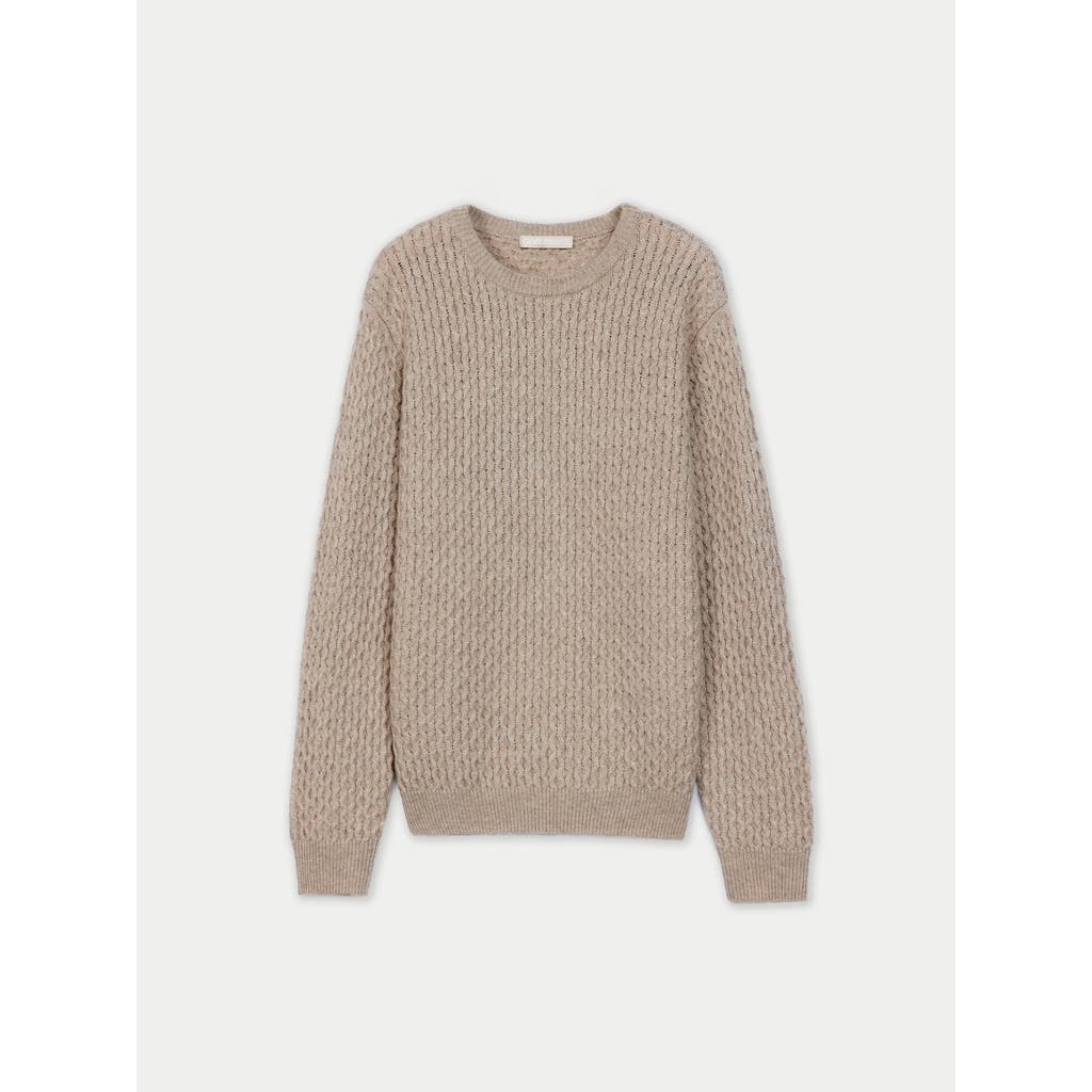 Gobi Mongolian Cashmere Cable Knit Cashmere Sweater In Warm Grey