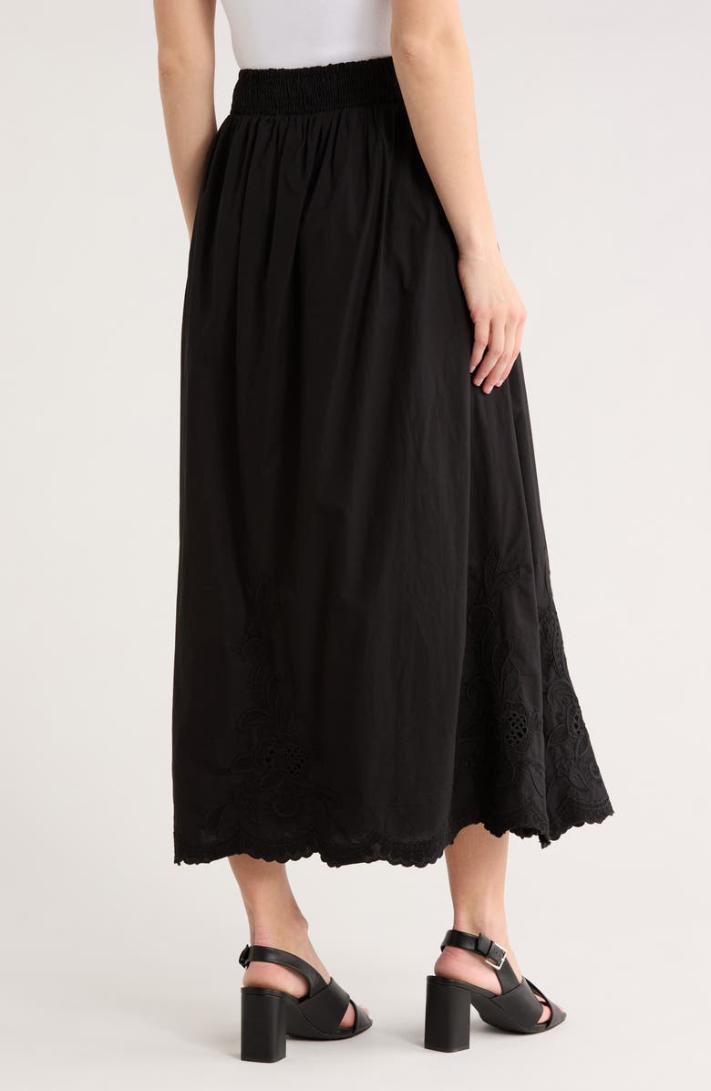ELIE ELIE TAHARI Floral Embroidered Cotton Maxi Skirt, Alternate, color, Black