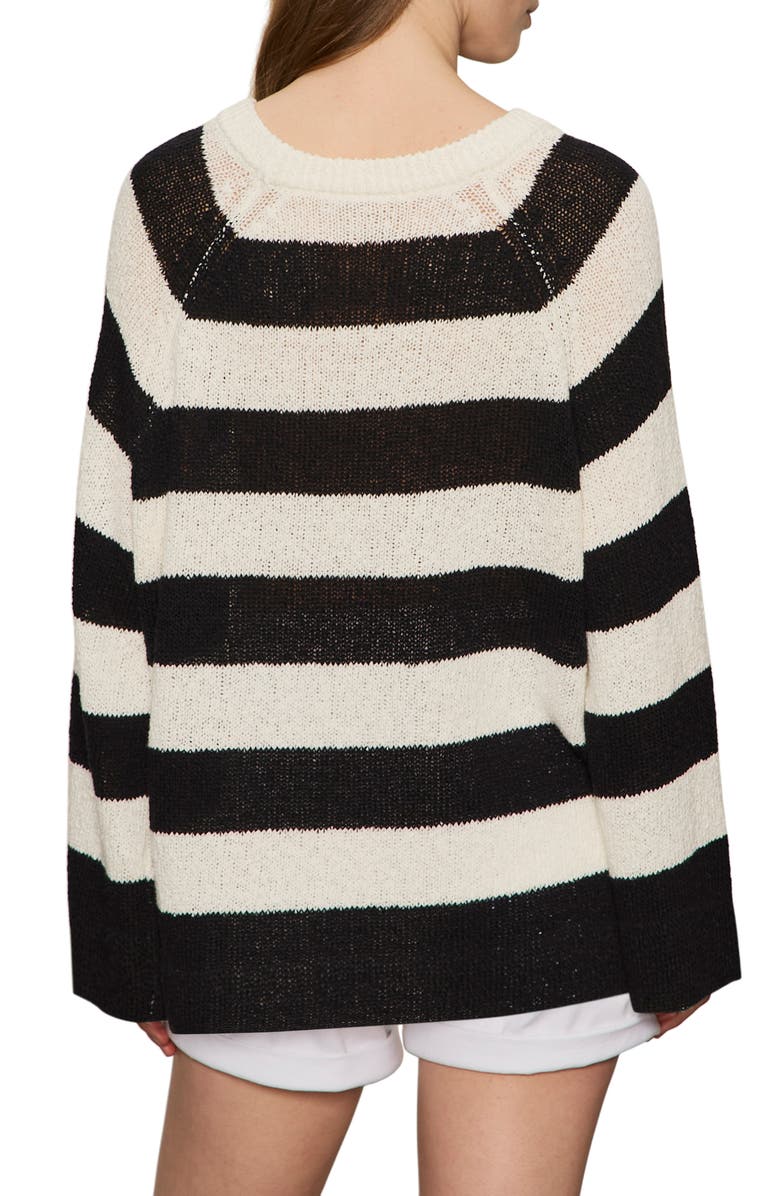 Sanctuary Cotton Blend Sweater, Alternate, color, Chalk/ Black