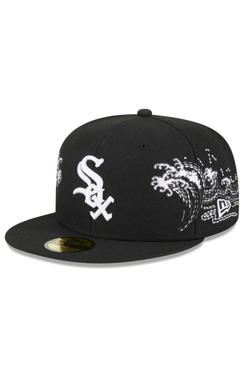 New Era Men's New Era Black Chicago White Sox Tonal Wave 59FIFTY Fitted Hat, Alternate, color,