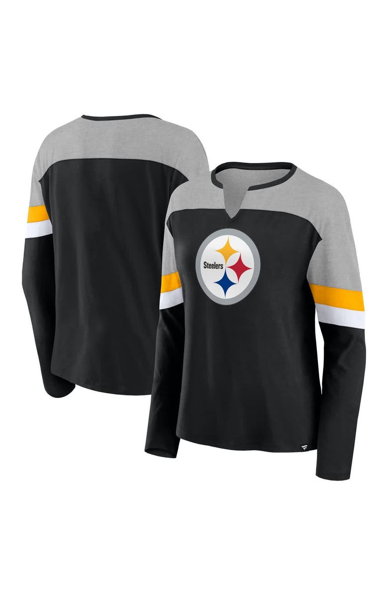FANATICS Women's Fanatics  Black Pittsburgh Steelers Chevron Long Sleeve Fashion Top, Alternate, color, 