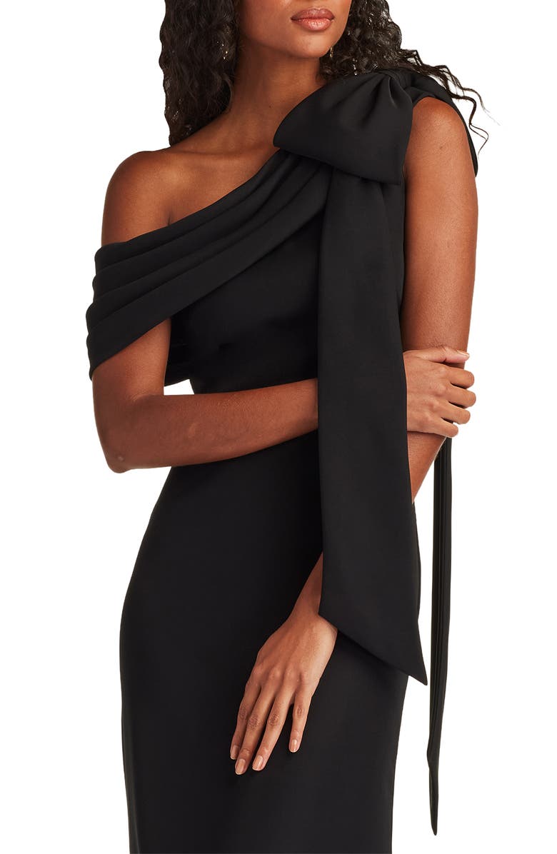 Tadashi Shoji One-Shoulder Crepe Column Gown, Alternate, color, Black