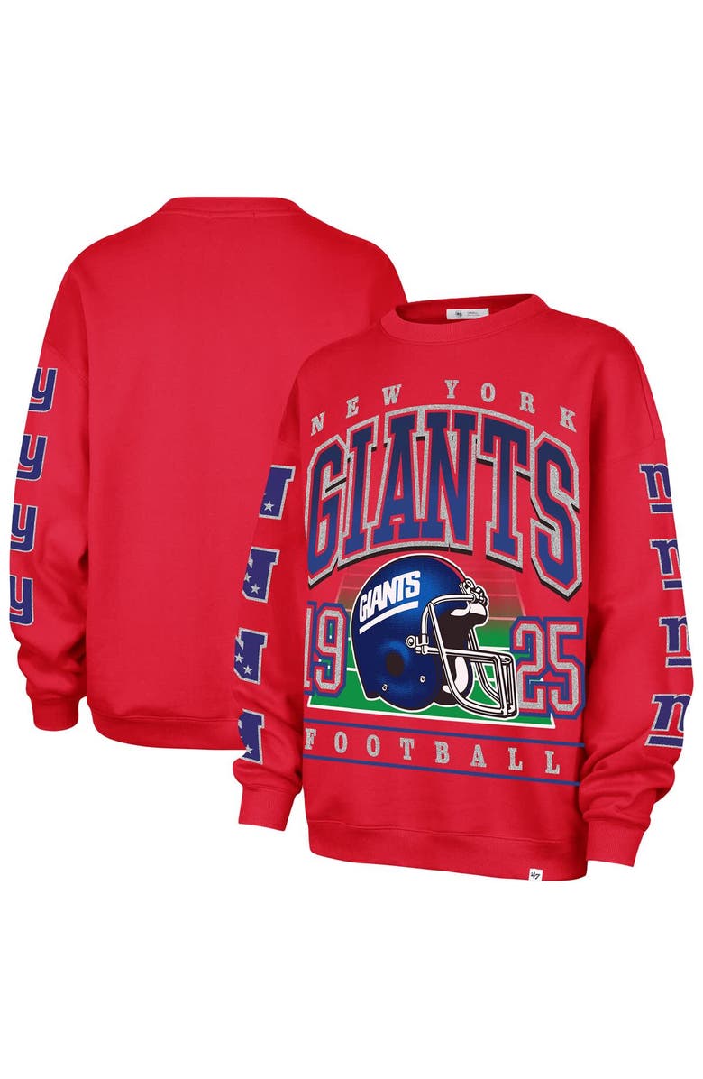 '47 Women's '47  Red New York Giants Go Big Oversized Pullover Sweatshirt, Main, color, Red
