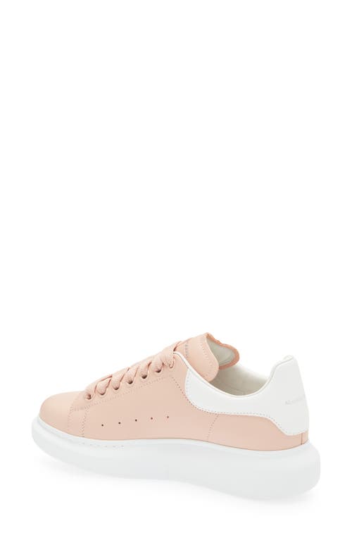 Alexander Mcqueen Pink Leather Sneakers With Light White Leather Heel