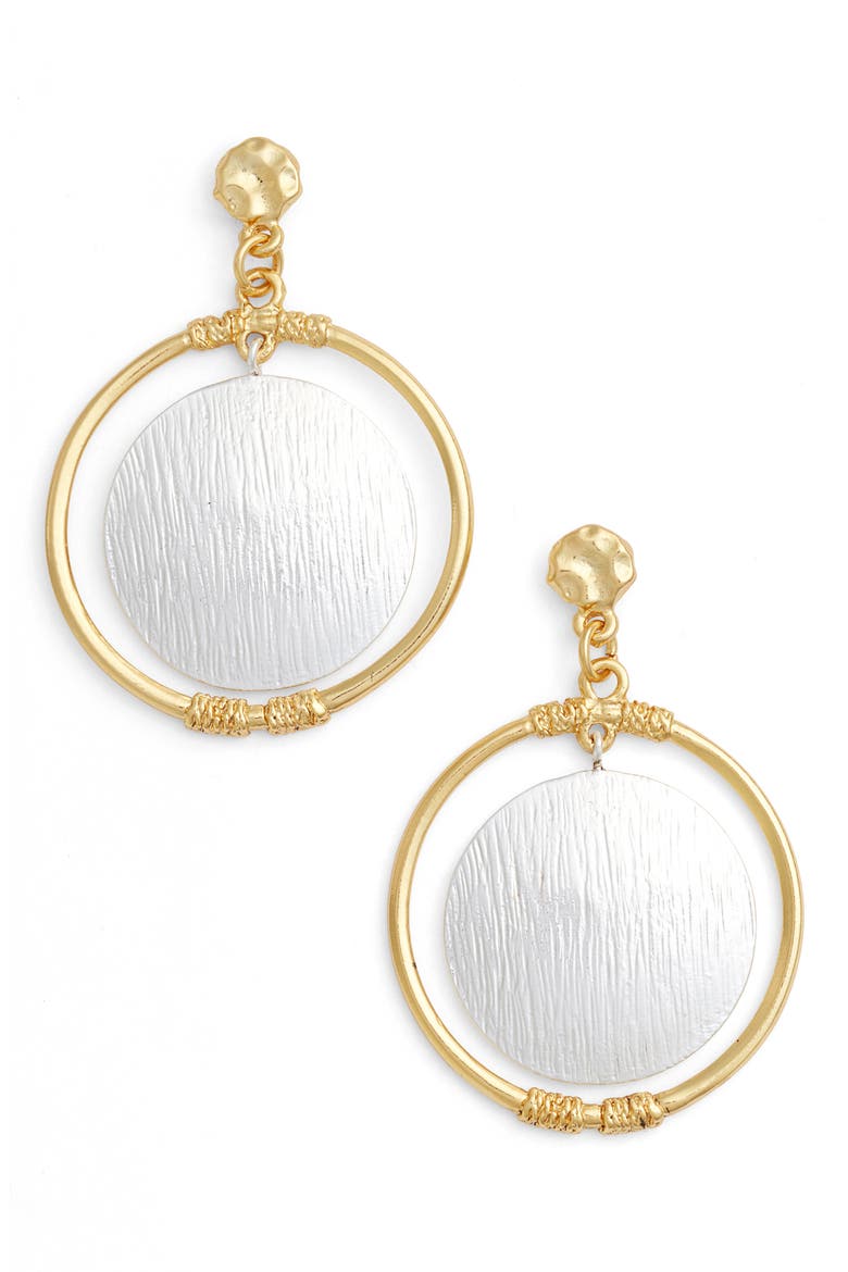Two-Tone Drop Earrings, Main, color, GOLD/SILVER MIX