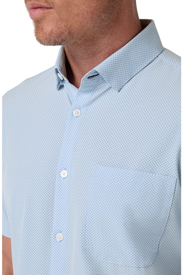 Leeward Short Sleeve Performance Button-Up Shirt, Alternate, color, CLOUD BLUE TONAL MICRO DOT