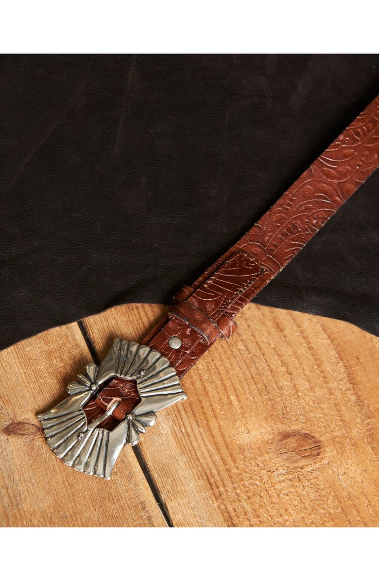 Fortela Tyra Printed Leather Belt, Alternate, color, Cuoio