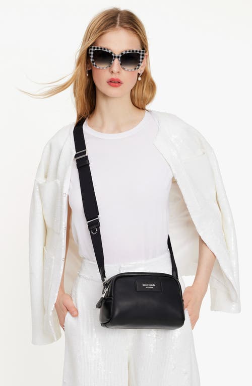 Kate Spade New York Puffed Small Leather Crossbody Bag In Black