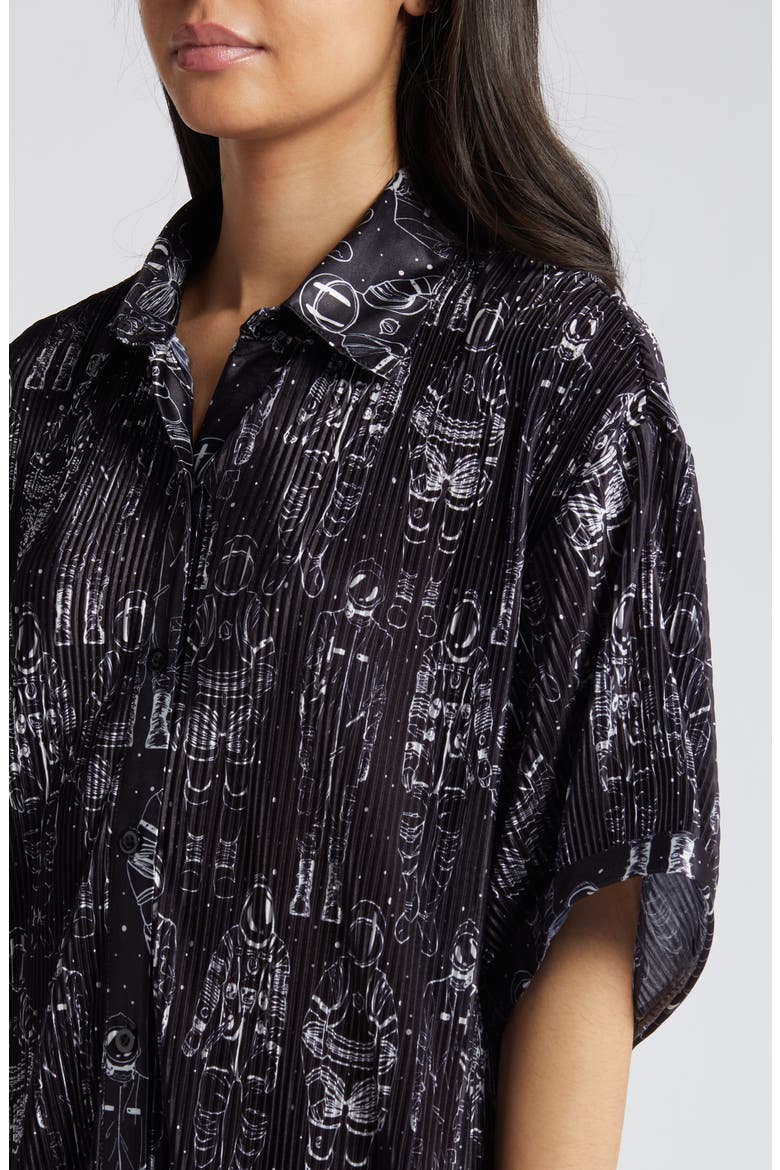 Astronaut Plissé Shirt Dress, Alternate, color, ASTRONAUT