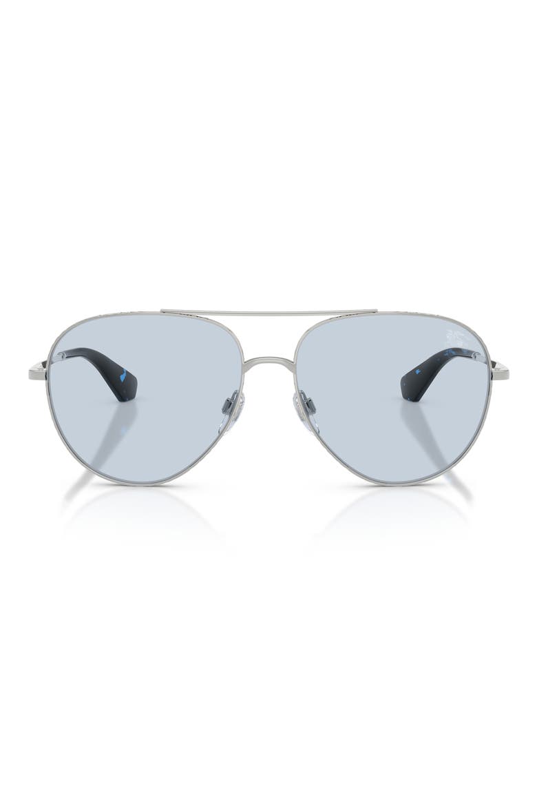 59mm Aviator Sunglasses, Main, color, SILVER / AZURE