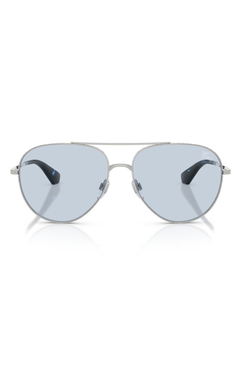 Burberry 59mm Aviator Sunglasses, Main, color, Silver / Azure