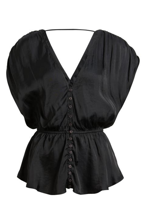 Ash Button-Up Peplum Top