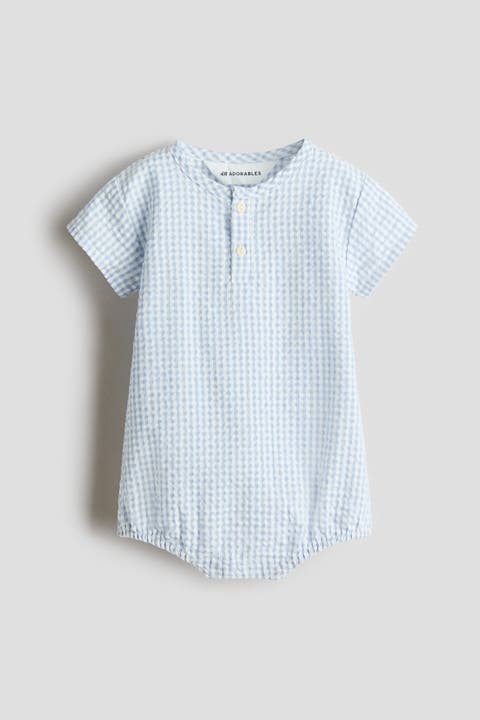 Seersucker Cotton Romper Suit
