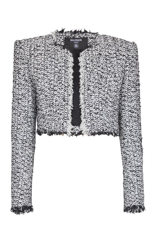 Balmain Tweed Cropped Jacket In Gray