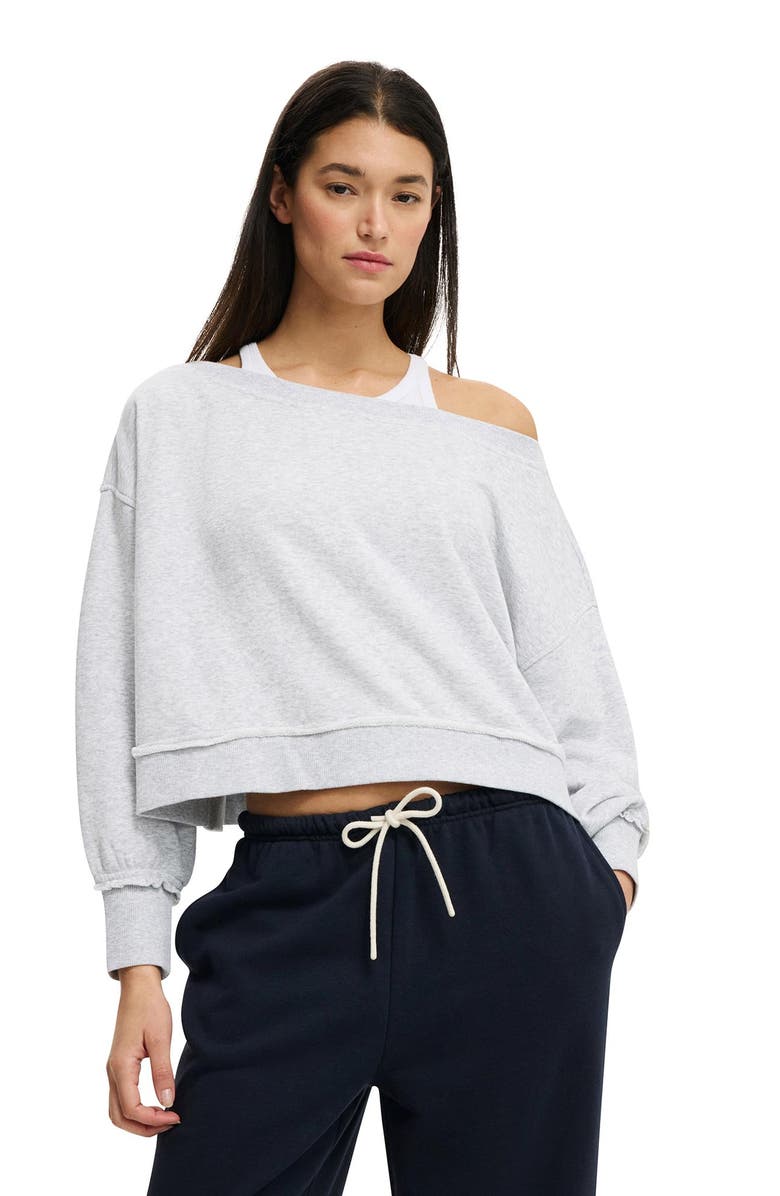Cotton On Women's Off Shoulder Sweatshirt, Main, color, Soft Grey Marle