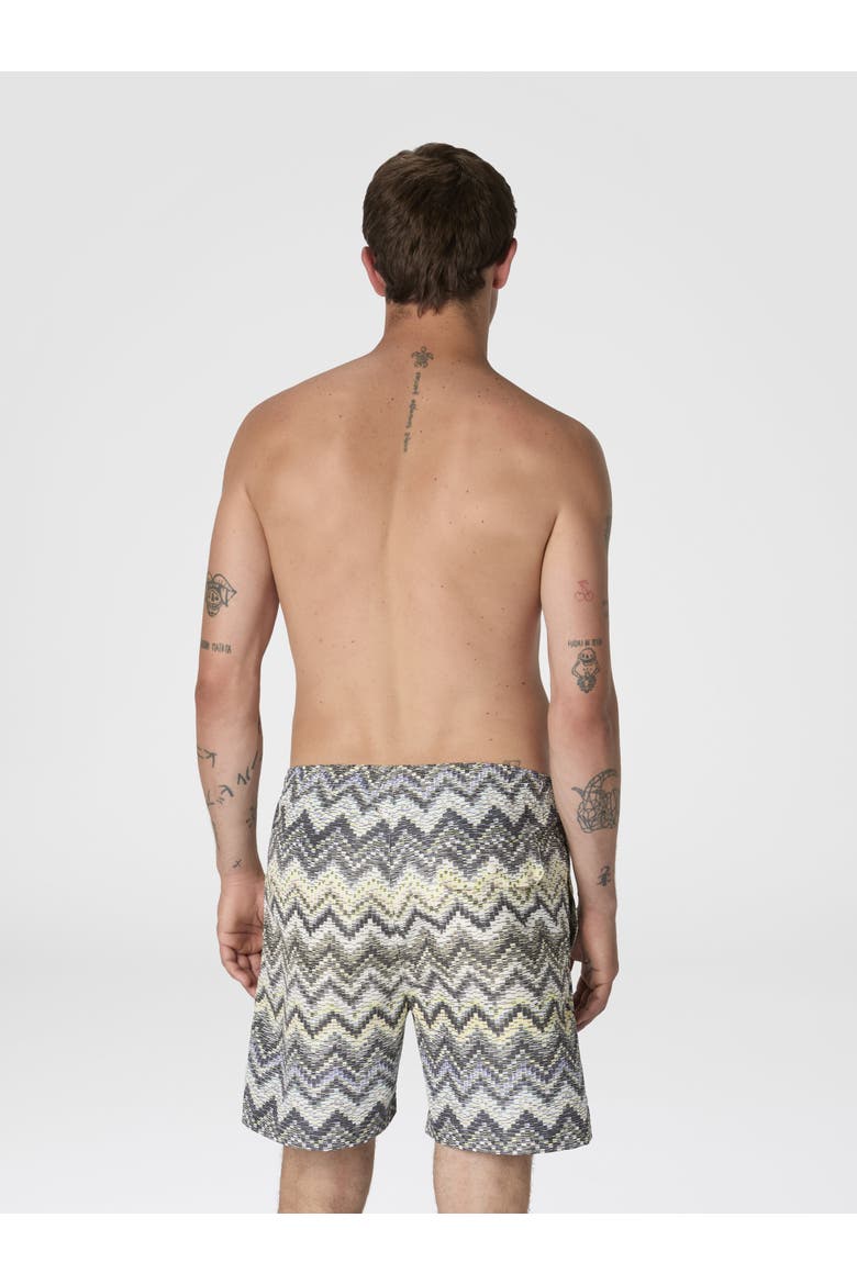 Long Swim Shorts With Dashed Zigzag Print, Alternate, color, Multicoloured