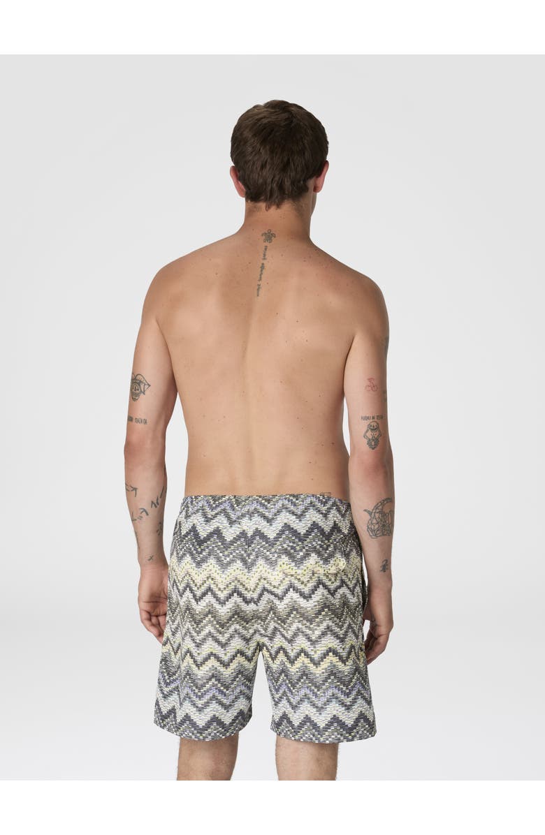 UM Long Swim Shorts With Dashed Zigzag Print, Alternate, color, Multicoloured