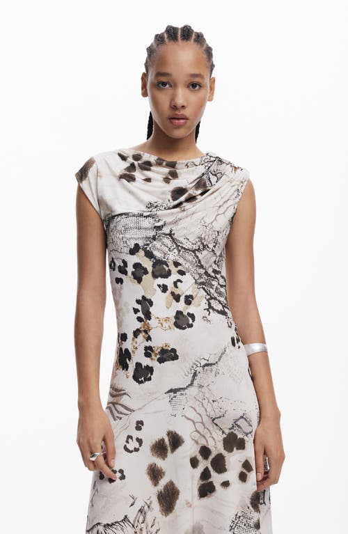 Desigual Drape Asymmetric Maxi Dress In Multi