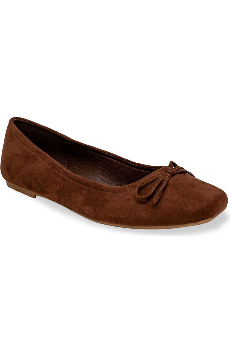 CHASE AND CHLOE Bow Ballet Flat, Main, color, Brown
